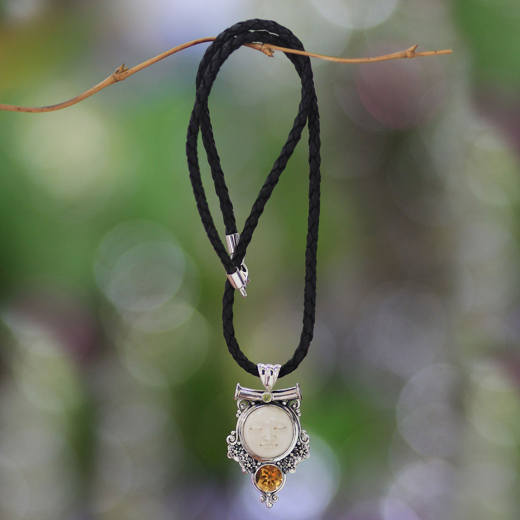 citrine pendant necklace sterling silver