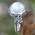 Pearl flower ring, 'Bridal Moon' - Pearl and Sterling Silver Floral Ring thumbail