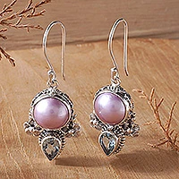 Featured review for Pearl and blue topaz flower earrings, Love Moon