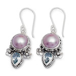Curated gift set, 'Love Moon' - Silver Blue Topaz & Pearl Necklace Earrings Curated Gift Box