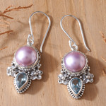 Curated gift set, 'Love Moon' - Silver Blue Topaz & Pearl Necklace Earrings Curated Gift Box