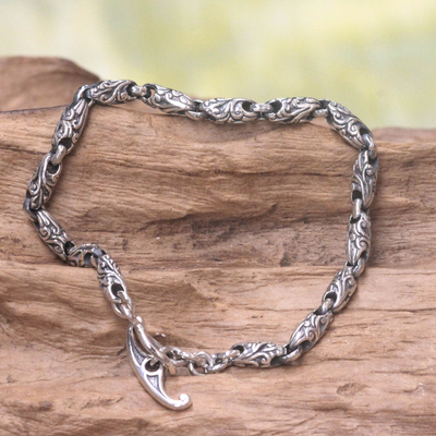 Sterling silver link bracelet, 'To Flourish' - Hand Crafted Sterling Silver Link Bracelet