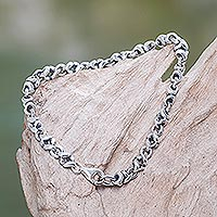 Sterling silver chain bracelet, 'Source of Life' - Silver Chain Bracelet