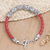 Leather braided bracelet, 'Lucky Dragonfly in Red' - Indonesian Sterling Silver and Leather Bracelet (image 2b) thumbail