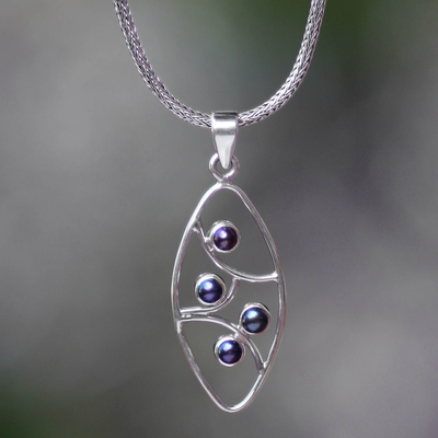 Cultured pearl pendant necklace, 'Iridescent Hope' - Cultured pearl pendant necklace