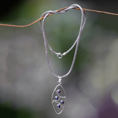 Cultured pearl pendant necklace, 'Iridescent Hope' - Cultured pearl pendant necklace
