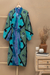 Women's batik robe, 'Seaside Blue' (short) - Women's batik robe (Short) (image 2b) thumbail