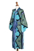 Women's batik robe, 'Seaside Blue' (short) - Women's batik robe (Short) (image 2c) thumbail