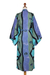 Women's batik robe, 'Seaside Blue' (short) - Women's batik robe (Short) (image 2d) thumbail