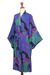 Women's batik robe, 'Turquoise Ocean' (short) - Women's batik robe (image 2b) thumbail