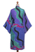 Women's batik robe, 'Turquoise Ocean' (short) - Women's batik robe (image 2c) thumbail