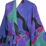 Women's batik robe, 'Turquoise Ocean' (short) - Women's batik robe