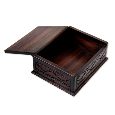 Wood decorative box, 'Kawung Skies' (small) - Wood decorative box (Small)