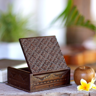 Wood decorative box, 'Kawung Skies' (small) - Wood decorative box (Small)