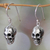 Sterling silver dangle earrings, 'Immortal Skull' - Women's Sterling Silver Dangle Earrings thumbail