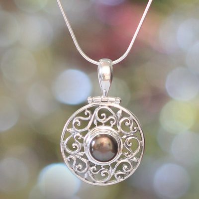 Pearl pendant necklace, 'Deepest Beauty' - Fair Trade Sterling Silver and Pearl Pendant Necklace
