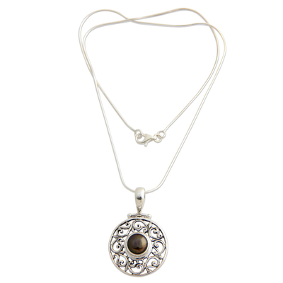 Pearl pendant necklace, 'Deepest Beauty' - Fair Trade Sterling Silver and Pearl Pendant Necklace