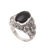 Men's onyx ring, 'Black Sunflower' - Men's Floral Sterling Silver and Onyx Ring thumbail