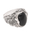 Men's onyx ring, 'Black Sunflower' - Men's Floral Sterling Silver and Onyx Ring (image 2c) thumbail