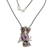 Garnet and amethyst pendant necklace, 'Wise Owl' - Sterling Silver and Amethyst Pendant Necklace