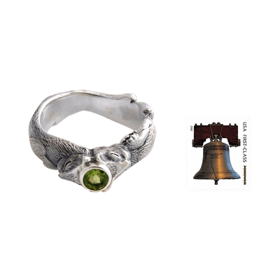 Peridot-Ring für Herren - Einzigartiger Herrenring aus Sterlingsilber und Peridot
