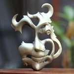 Wood mask, 'Always Smiling' - Wood mask