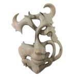 Wood mask, 'Always Smiling' - Wood mask