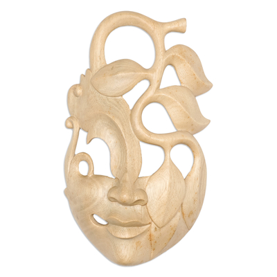 Wood mask, 'Surreal Beauty' - Hand Crafted Wood Mask