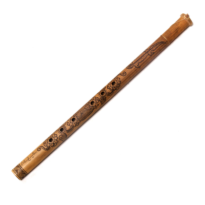 Bamboo flute, 'Garden Melody' - Carved Bamboo Flute Handmade in Bali Indonesia