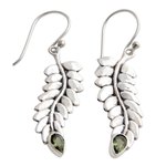 Peridot dangle earrings, 'Sweet Leaf' - Peridot dangle earrings
