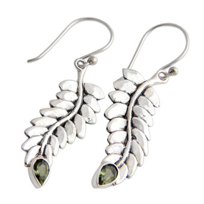 Peridot dangle earrings, 'Sweet Leaf' - Peridot dangle earrings