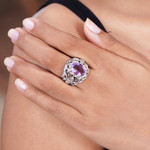 Men's amethyst ring, 'Balinese Butterfly' - Men's Handcrafted Sterling Silver and Amethyst Ring