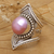 Pearl cocktail ring, 'Glowing Rose' - Pearl cocktail ring thumbail