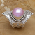 Pearl cocktail ring, 'Glowing Rose' - Pearl cocktail ring (image 2b) thumbail