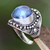 Pearl cocktail ring, 'Blue Bali' - Unique Indonesian Sterling Silver and Pearl Cocktail Ring