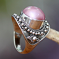 Pearl cocktail ring, 'Rose Bali'