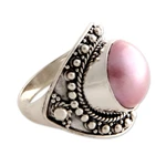 Pearl cocktail ring, 'Rose Bali' - Pearl cocktail ring