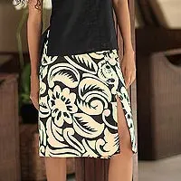 Cotton batik skirt, 'Balinese Shadow'