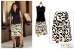 Cotton batik skirt, 'Balinese Shadow' - Black and Pale Yellow Floral Batik Cotton Skirt