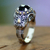 Men's onyx ring, 'Elephant Warrior' - Men's Handcrafted Sterling Silver and Onyx Ring (image 2) thumbail