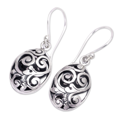 Sterling silver dangle earrings, 'Petite Karangasem Castle' - Hand Crafted Sterling Silver Dangle Earrings