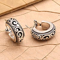 Sterling silver half-hoop earrings, 'Karangasem Castle'