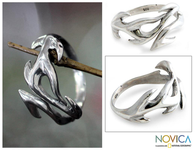 Men's sterling silver ring, 'Ride the Surf' - Men's Handmade Modern Sterling Silver Band Ring