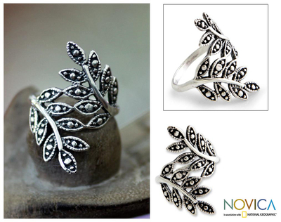 Sterling silver ring, 'Balinese Fronds' - Sterling Silver Leaf Ring