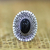 Onyx cocktail ring, 'Majesty Halo' - Sterling Silver and Onyx Cocktail Ring thumbail