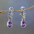 Amethyst drop earrings, 'Pura Dalem' - Sterling Silver and Amethyst Drop Earrings