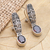 Garnet drop earrings, 'Pura Dalem' - Garnet and Silver Drop Earrings (image 2b) thumbail