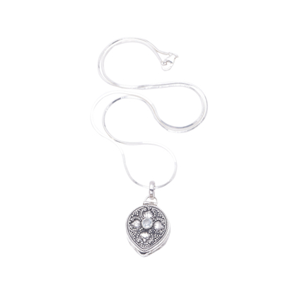 Blue topaz heart locket necklace, 'Sparkling Love' - Handcrafted Sterling Silver and Blue Topaz Locket Necklace