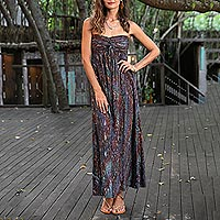 Batik maxi dress, 'Bali Empress' - Batik Strapless Maxi Dress from Indonesia