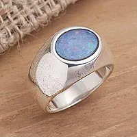 Opal-Kuppelring, „Infinite Bali“ – Sterlingsilber und Opal-Kuppelring